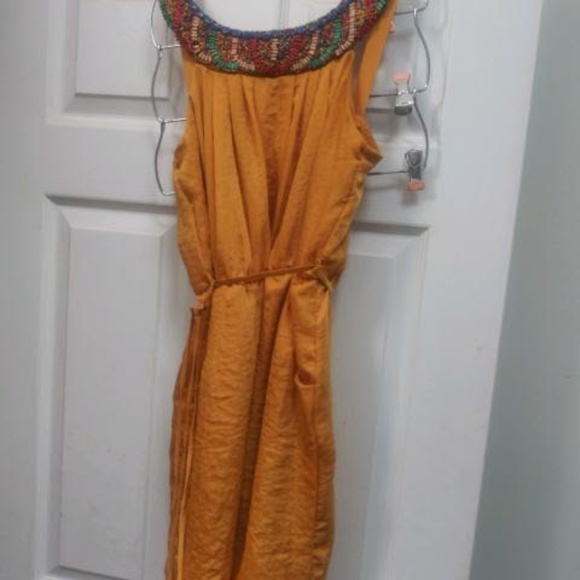 BOHO   Junior Size 9 Sleeveless dress  mustard - Picture 1 of 4